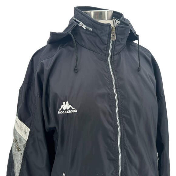 Vintage KAPPA Womens Large Jacket Hooded Black Zipper Retro Robe Di Kappa - Picture 2 of 13